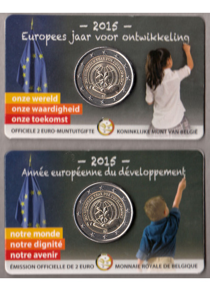 2015 - 2 Euro BELGIO Anno Europeo per lo Sviluppo Coincard Fdc